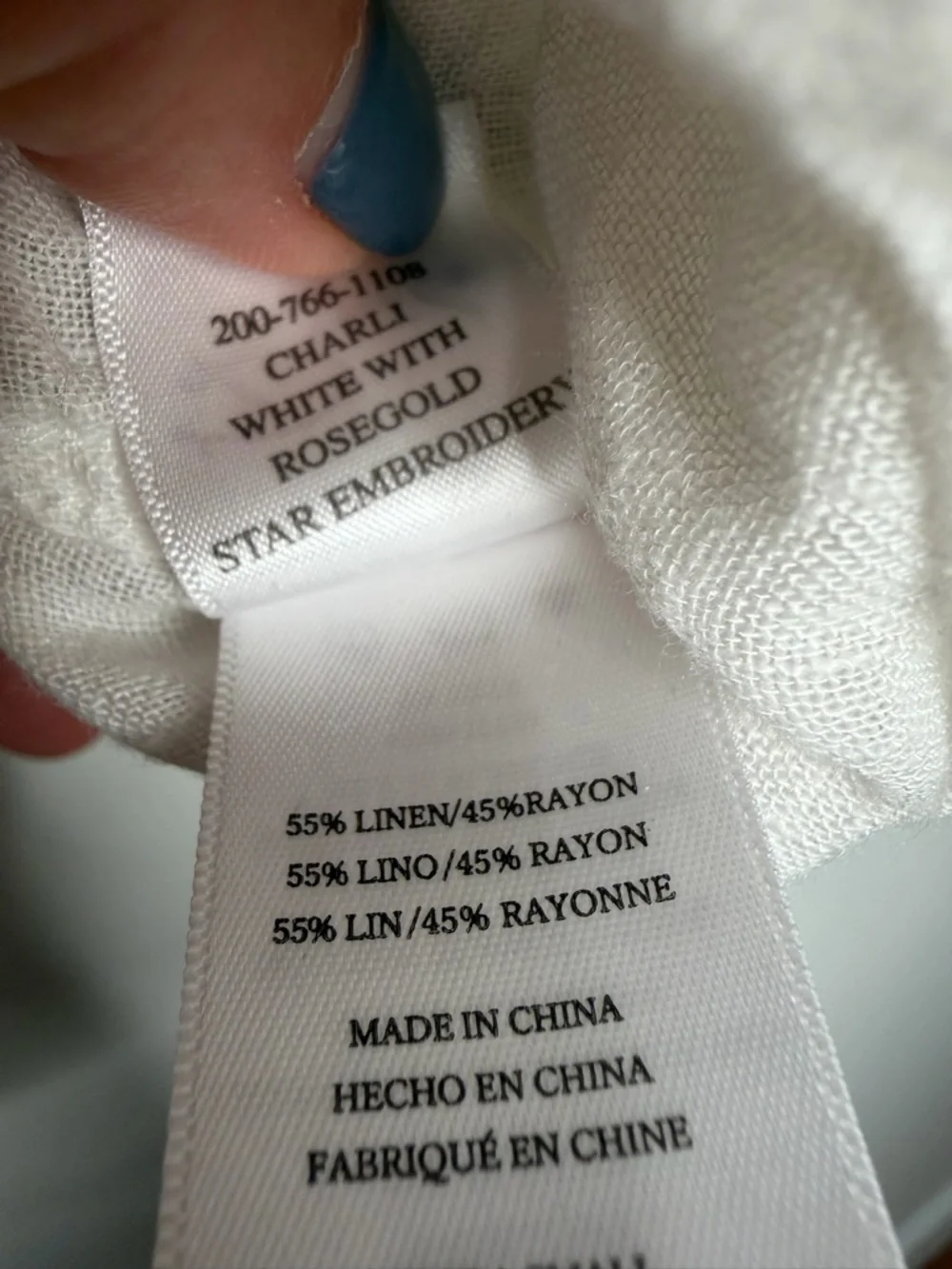 RAILS Charli White & Rose Gold Star Embroidery Linen Blend Button Down Size XS - Picture 6 of 9